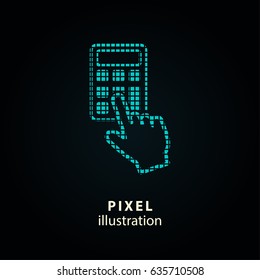 Calculator - pixel icon. Vector Illustration. Design logo element. Isolated on black background. It is easy to change to any color.