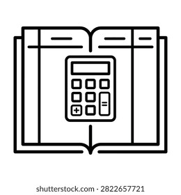 Calculator placed on an open accounting ledger book with calculator accounting calculation