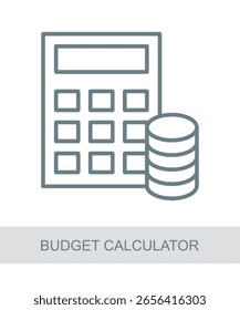 Calculator with planner sheet, icon.