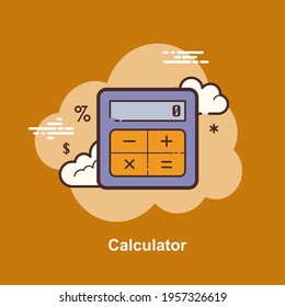 Calculator with plus minus multiply divide flat concept design