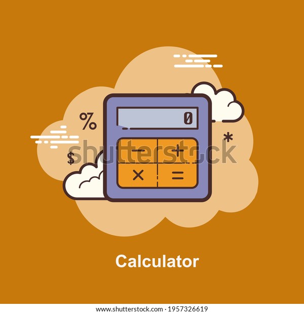 Calculator with plus minus multiply divide flat\
concept design