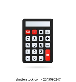 Calculator, realistic vector illustration on a white isolated background. Vector illustration