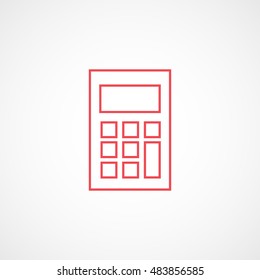 Calculator Red Flat Icon On White Background