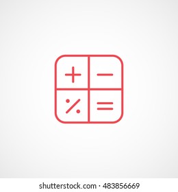 Calculator Red Flat Icon On White Background