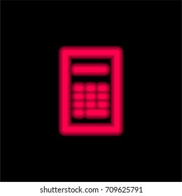 Calculator red glowing neon ui ux icon. Glowing sign logo vector