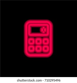 Calculator red glowing neon ui ux icon. Glowing sign logo vector