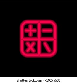 Calculator red glowing neon ui ux icon. Glowing sign logo vector