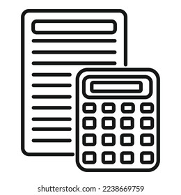 Calculator report icon outline vector. Business paper. Data file