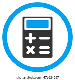 Calculator rounded icon. Vector illustration style is flat iconic bicolor symbol, blue and gray colors, white background.