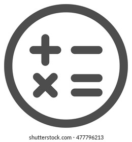 Calculator rounded icon. Vector illustration style is flat iconic symbol, gray color, white background.