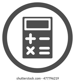 Calculator rounded icon. Vector illustration style is flat iconic symbol, gray color, white background.
