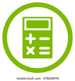 Calculator rounded icon. Vector illustration style is flat iconic symbol, eco green color, white background.