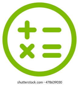 Calculator rounded icon. Vector illustration style is flat iconic symbol, eco green color, white background.