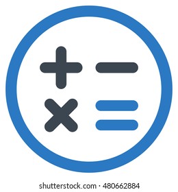 Calculator rounded icon. Vector illustration style is flat iconic bicolor symbol, smooth blue colors, white background.