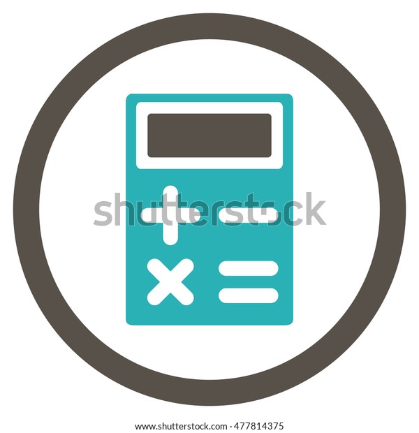 Calculator rounded icon. Vector illustration\
style is flat iconic bicolor symbol, grey and cyan colors, white\
background.
