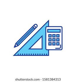 Calculator ruler and pencil design, Tool mathematics finance device electronic education and office theme Vector illustration