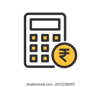 Calculadora com Ilustração de Vetor de Ícone de Símbolo de Rupia