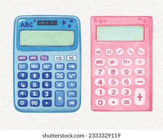 Rechner für die farbige Aquarellgrafik der Schule, Buchhaltungsgerät, Mathematik-Tool