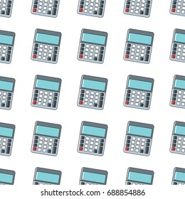 Calculator seamless pattern in cartoon style isolated on white background vector illustration