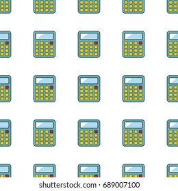 Calculator seamless pattern in cartoon style isolated on white background vector illustration for web