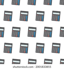 Calculator Seamless Pattern On A White Background. School And Office Theme Vector Illustration
