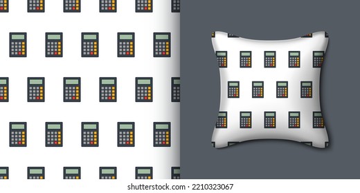 Calculator seamless pattern with pillow. Vector illustration