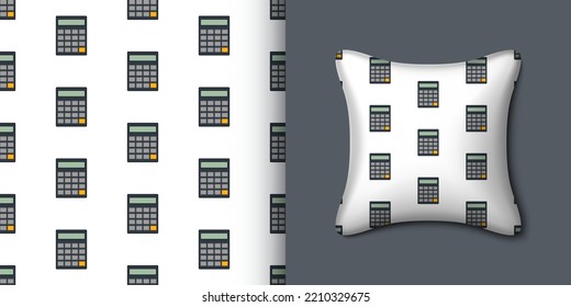 Calculator seamless pattern with pillow. Vector illustration
