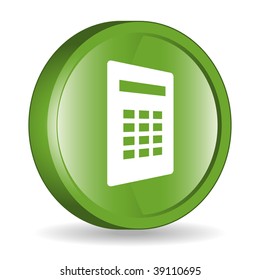 Calculator Sign 3D Icon Button