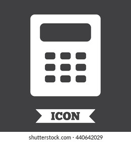 Calculator sign icon. Bookkeeping symbol. Graphic design element. Flat calculator symbol on dark background. Vector