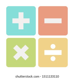 Calculator sign round buttons vector set illustration. Plus,minus,multiply,division.