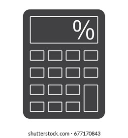 Calculator silhouette on white background. Vector illustration.