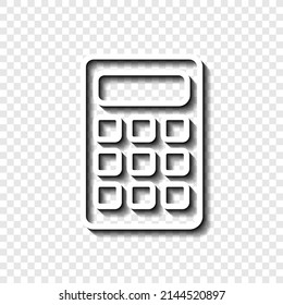 Calculator simple icon vector. Flat desing. White with shadow on transparent grid.ai
