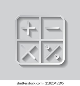 Calculator simple icon, vector. Flat design. Paper style with shadow. Gray background.ai