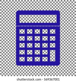 Calculator simple sign. Blue icon on transparent background.