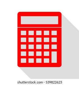 Calculator simple sign. Red icon with flat style shadow path.