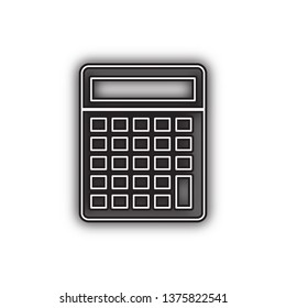 Calculator simple sign. Vector. Double contour black icon with soft shadow at white background. Isolated.
