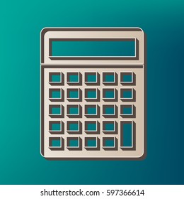 Calculator simple sign. Vector. Icon printed at 3d on sea color background.