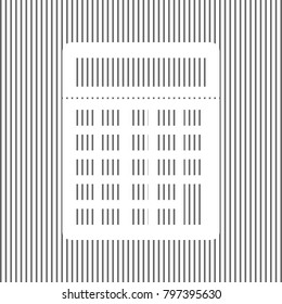 Calculator simple sign. Vector. White icon on grayish striped background. Optical illusion.