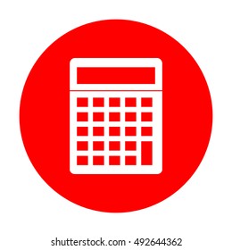 Calculator simple sign. White icon on red circle.