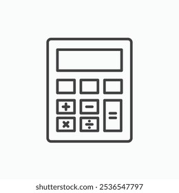 Calculadora simple delgada como el ícono del Vector de trazo.