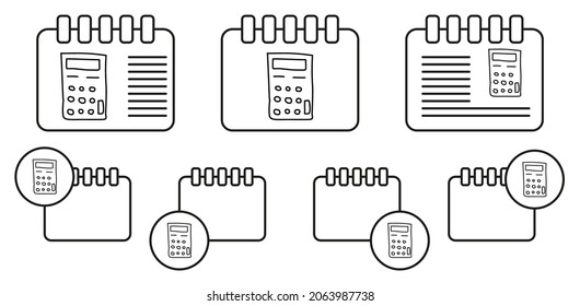 Calculator sketch vector icon in calender set illustration for ui and ux, website or mobile application