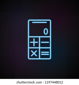 calculator in smart phone icon in neon style. One of Mobile banking collection icon can be used for UI, UX