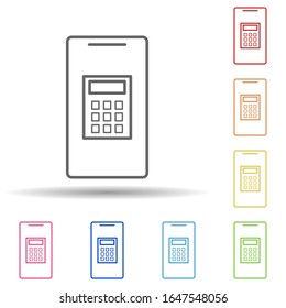 Calculator in smart phone in multi color style icon. Simple thin line, outline vector of mobile banking icons for ui and ux, website or mobile application