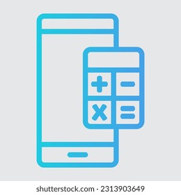 Calculator smartphone gradient line icon, use for website mobile app presentation