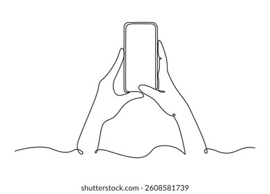 Calculator, Smartphone, Laptop concept. Single line draw design. Vector graphic illustration