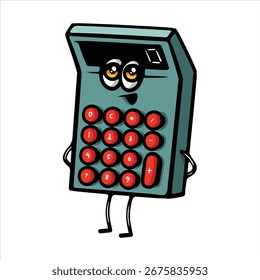Calculadora con Ilustración vectorial de dibujos animados de cara sonriente