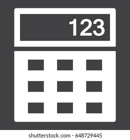 Calculator solid icon, business and mathematics, vector graphics, a filled pattern on a black background, eps 10.