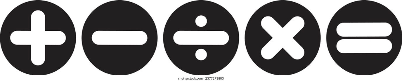 Calculator symbol collection, Mathematic symbol set, Math sign icon set