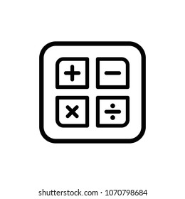 Calculator symbols vector icon. Calculating linear illustration.