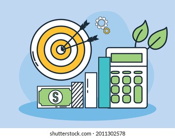 calculator with target, finance success